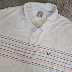 Callaway Opti-Dri Polo Mens 2XL Light Gray With Stripes Golf Performance Stretch